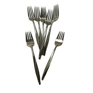 American Stainless Flair Forks 2 Salad 6 Dinner Knives Lot Of 8 Flatware MCM
